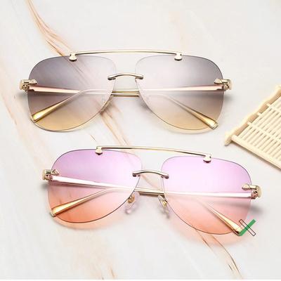 New Borderless Oval Form Sunglasses Women's Brand Designer Metal Sun Glasses Women Outdoor Travel Eyewear UV400
