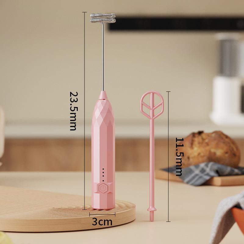 Double-Head Electric Milk Frother: Multi-Functional Home Coffee Stirrer (2026 Model). Stainless Steel Head + PP Head розовый