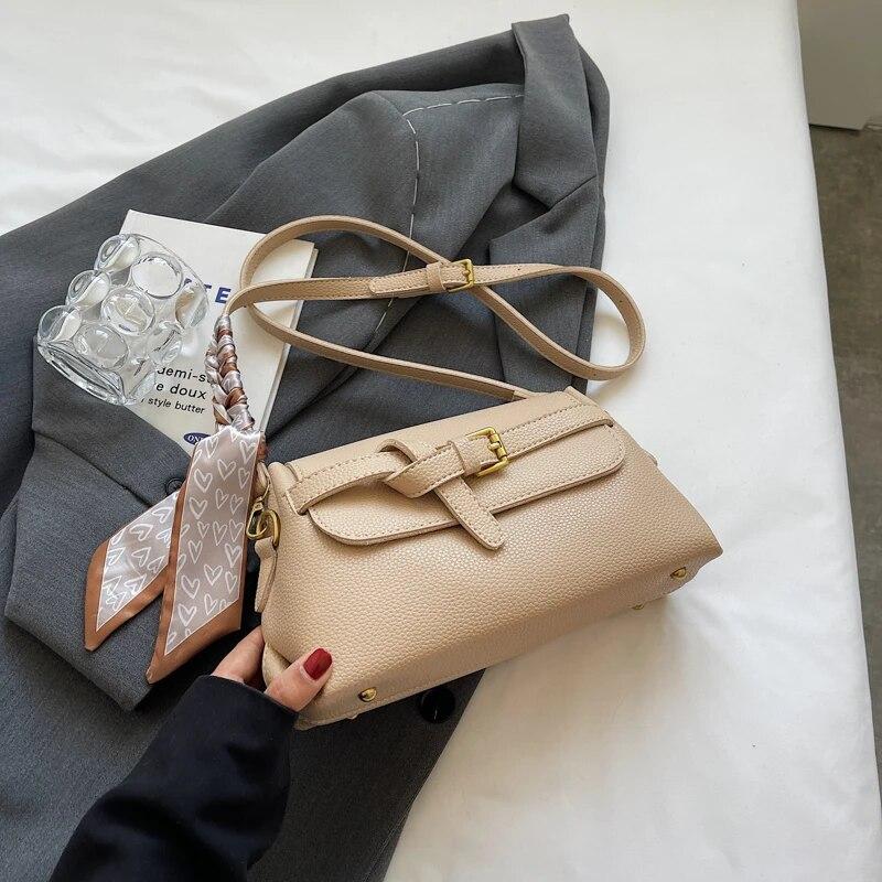 

Women s Small PU Leather Shoulder Crossbody Bags 2026 Fashion Brand Designer Trend Ribbon Handbags and Purses хакі