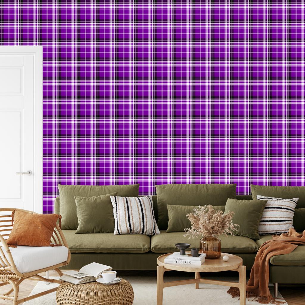 Purple Check Wallpaper - Purple, Plum, Lavender, and Graphite 50x1000