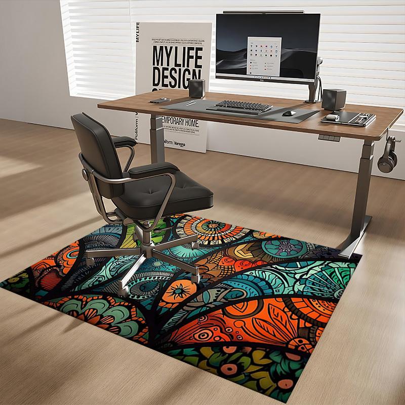 1pc Colorful Mandala Office Chair Mat - Festival Gift, Seasonal Decor, Suitable for Home and Office Use.P041