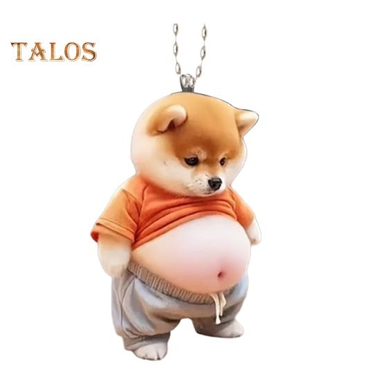 Pot-bellied Dog Cat Hanging Ornament Home Indoor Christmas Tree Car Rearview Mirror 2D Flat Acrylic Big Belly Cartoon Animal Hanging Decoration