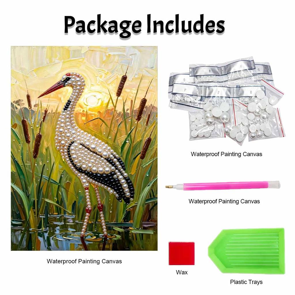 Crane pearl painting handmade DIY 5D creative ornaments living room home decoration painting