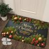 Merry Christmas Flannel Door Mat Carpet, Festive Tree Ball Design Non-Slip  Thick Sponge for Bedroom Kitchen Bathroom Decor