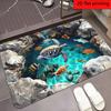 2D Flat Printing, 1pc of Phantom Pond Turtle Doormat - Non-Slip, Absorbent, Machine Washable, Featuring Vibrant Sea Turtle And Fish Patterns, Suitable