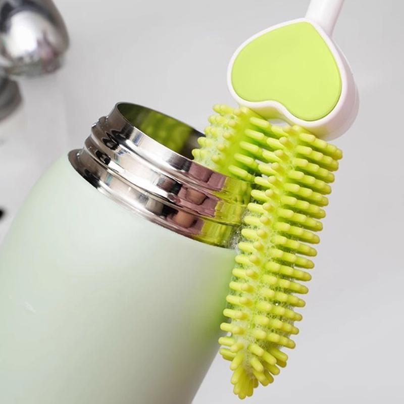Silicone Milk Bottle Brush Long Handle Water Glass Cup Cleaning Brush Multifunctional Kitchen Cleaning Tool