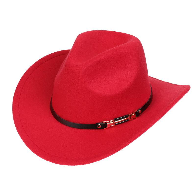 Western Cowboy Top Hat Spring And Autumn New Jazz Hat Big Brim Pentagram Belt Accessories Felt Hat Men And Women