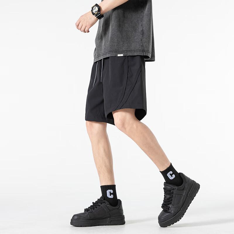 Dingfengbaoluo Ice Silk Shorts for Men, Summer Outdoor Quick-Dry Versatile Comfortable Breathable Casual Five-Point Pants