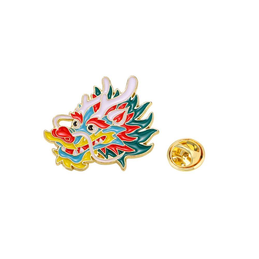 Dragon Head Dragon Year Brooch Dragon Year Cartoon Pin Brooch Dragon Head Brooch  Kids Gift