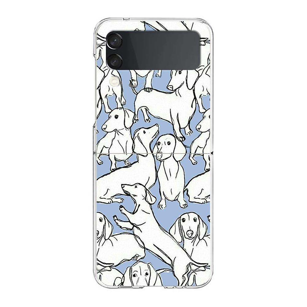 Dachshund Sausage Dog Phone Case For Samsung Galaxy Z Flip 3 4 5 6 Fold High Hard Shell For Galaxy Z Flip 3 5 6 Clear Cover