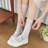 Summer Thin Solid Color Mesh Hollow Socks for Women Jk Slimming Knee-high Socks In Ballet Style, Vintage High Socks
