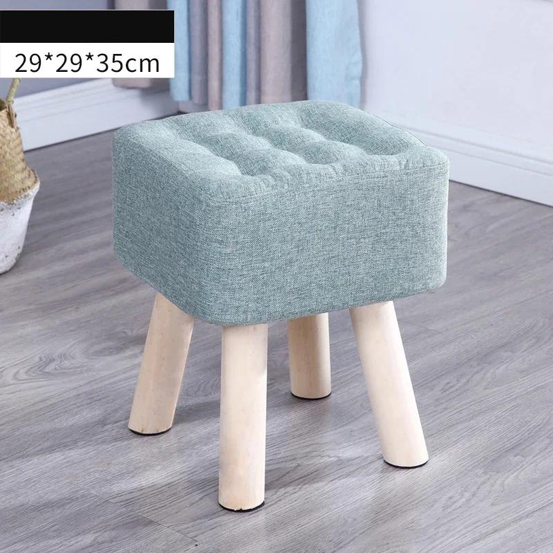 Elastic Foot Rest Stool Solid Wood Square Ottoman for Changing Small Shoes Sofa Bench Hallway Furniture Home Decoration