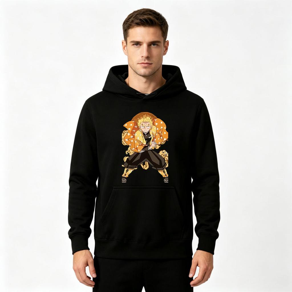 Anime Character Print Men Pullover Hoodie Casual Long Sleeve Hooded Sweatshirt For Men