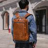 Vintage Crazy Horse Leather Casual Backpack Men'S Leather Backpack 15 Inch First Layer Cowhide Student School Bag Travel Bag