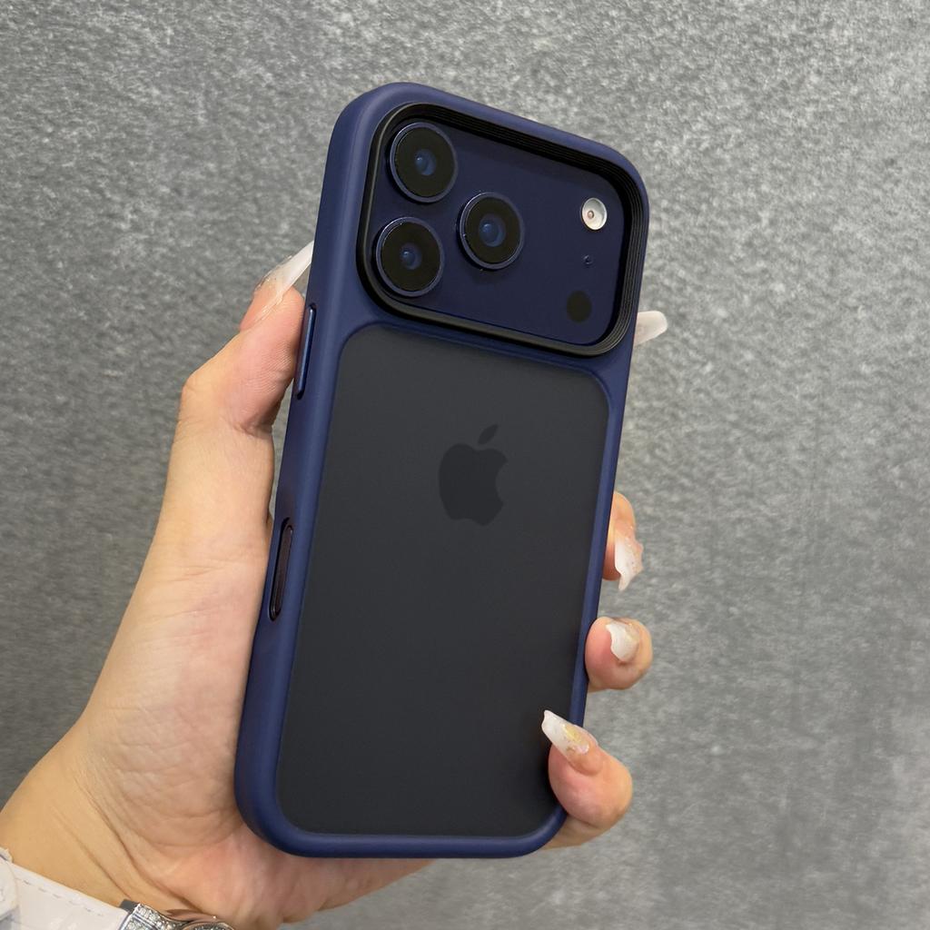 Custodia Trasparente Arancione Opaca di Lusso per iPhone 17 Pro Max 17Pro 17 Pulsanti Metallici Sensazione Pelle Cover Protettiva Antiurto