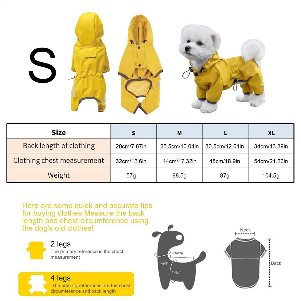 Waterproof Dog Raincoat Adjustable Lightweight Pet Rain Jacket for Small Medium Large Dogs Winter Outdoor Walking Activities