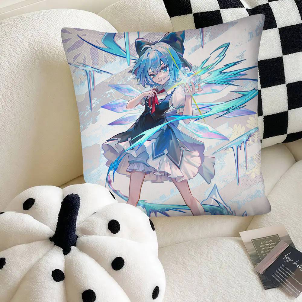 Touhou Project Cirno Cute Girl Pillow Case Square Pillow Bedroom Sofa Leisure Comfort Cushion Car Home Decoration