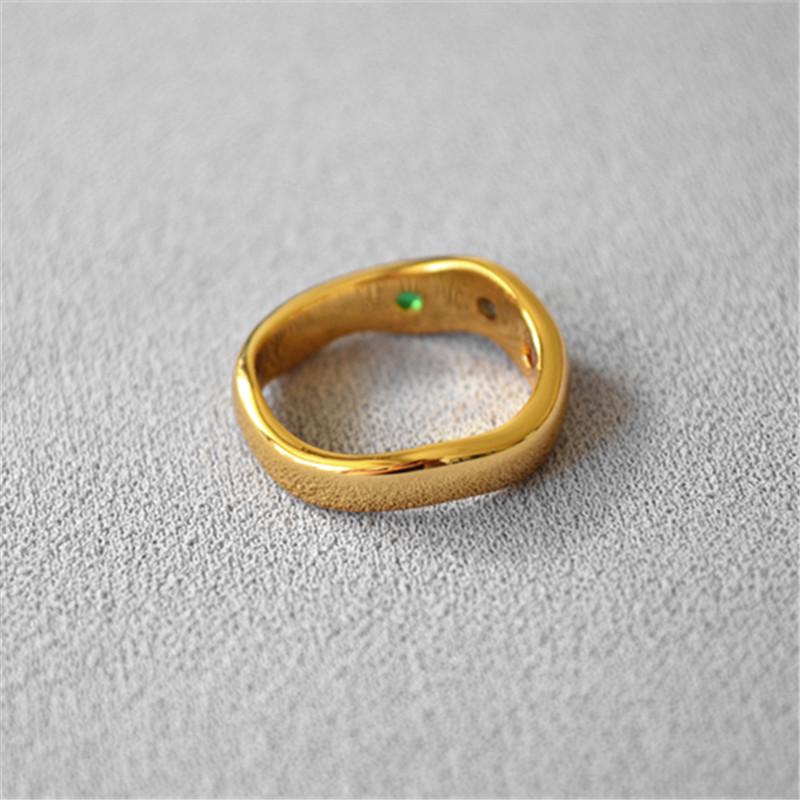 Gold-Plated Irregular Round Ring with Three-Color Zircon - Euro-American Cold Style Niche Design