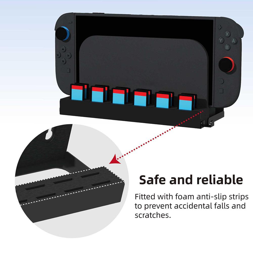 Metal Wall Mount Bracket with Game Card Slots and Joy-Con Hanger Console Holder Clip Kit Stand Storage Organizer for Switch 2