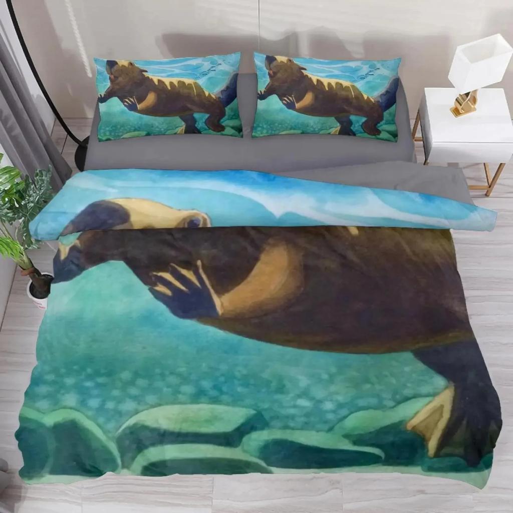 Cartoon Beaver Duvet Cover King Queen Funny Lovely Animal Bedding Set Boys Girls Wildlife Polyester Comforter Cover Pillowcase