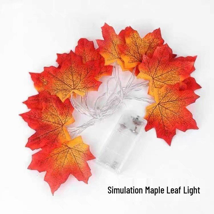 LED Maple Leaf & Pumpkin String Lights with Remote Control - Perfect for Halloween & Thanksgiving Decor