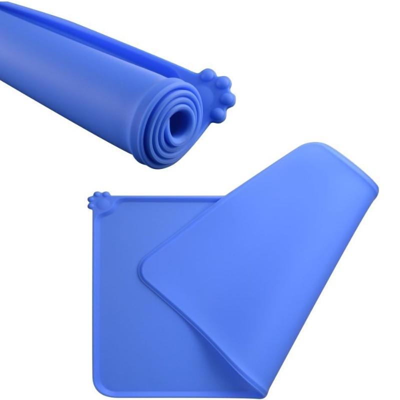

Dog Cat Food Mat Pet Feeding Bowl Placemat Waterproof Non Slip Silicone Floors Thick 0.3cm синій