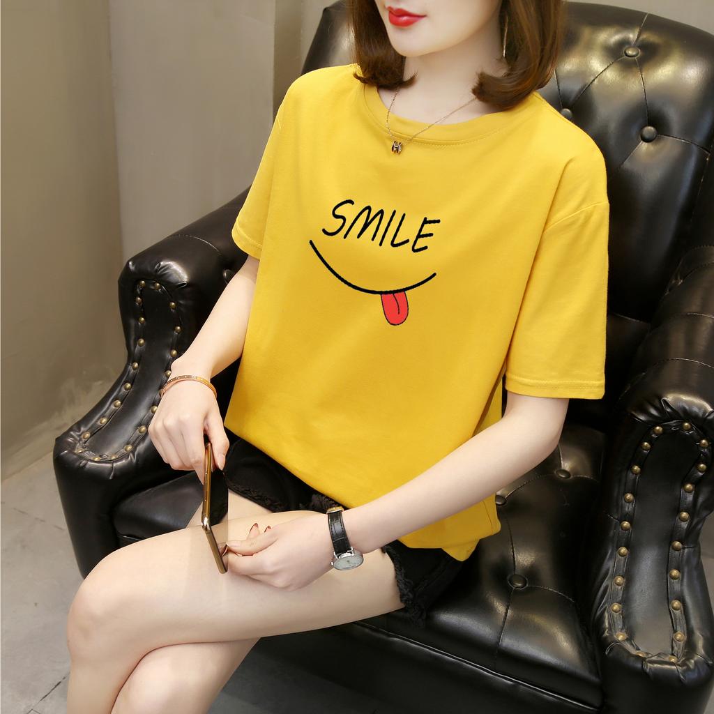 Harajuku funny letter print Short Sleeve T-shirts Women Summer pure cotton Casual loose student T Shirt Women's Y2k Tops