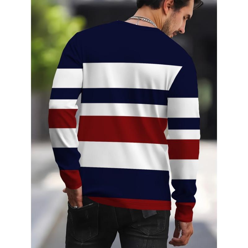 Men's casual long-sleeved T-shirt, 3D printed letter pattern, soft and comfortable, suitable for spring and autumn outdoor wear, street fashion