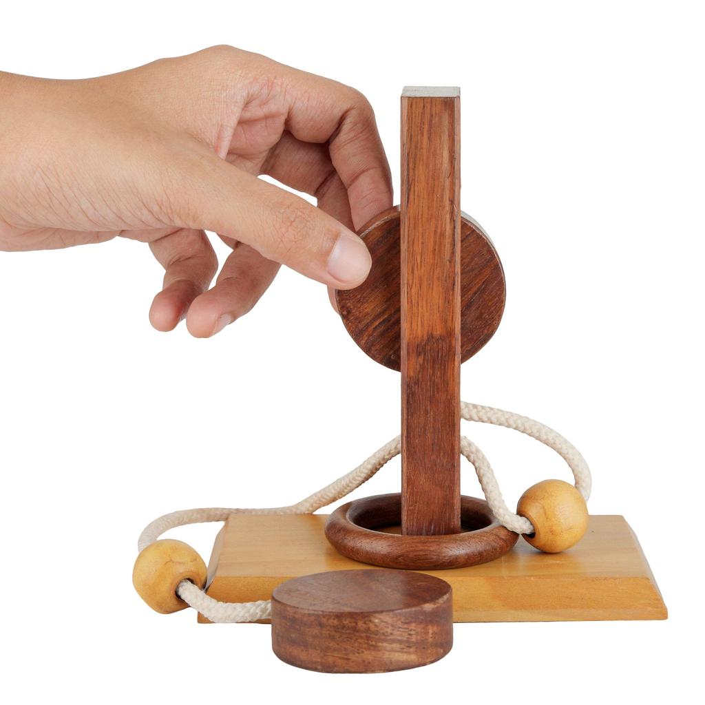 Shriji Crafts Holzseil und Ring Organisches Montessori IQ Spiel Puzzlespiel