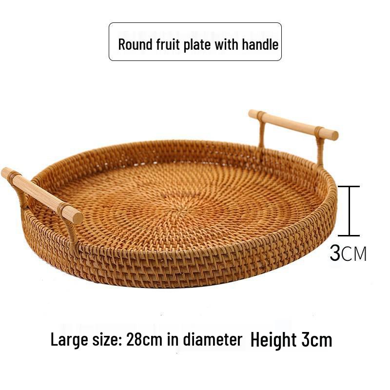 Panier à pain et à fruits en rotin tissé à la main - Plateau en bambou pour rangement et décoration de la maison