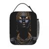 Golden Serenity African Woman Art Insulated Lunch Bag for Women Children Portable Food Boxes Thermal Lunch Box Tote