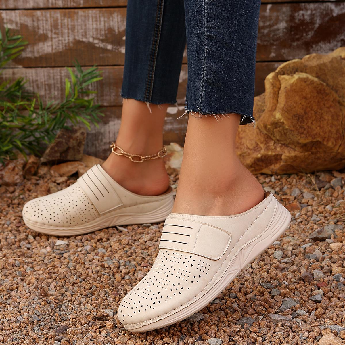 

Модные женские тапочки Лето Улица 2025 Новые сандалии на платформе Удобные повседневные тапочки Легкие полые туфли баотоу Шлепанцы женские 36 белый