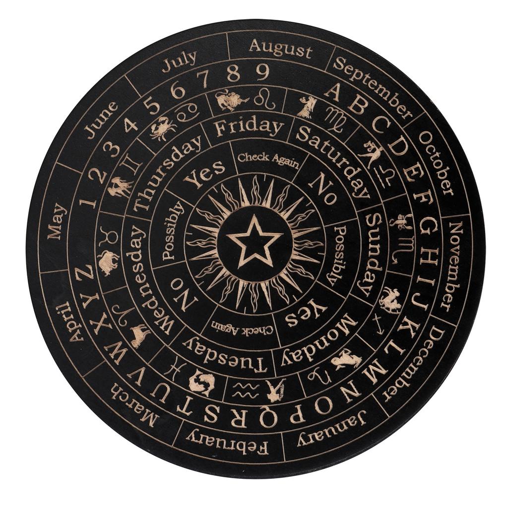 Tablero de Péndulo de Madera Luna Estrella Adivinación Energía Placa Tallada Tablero de Meditación Curativa Adornos Altar Metafísico Tablero Ouija