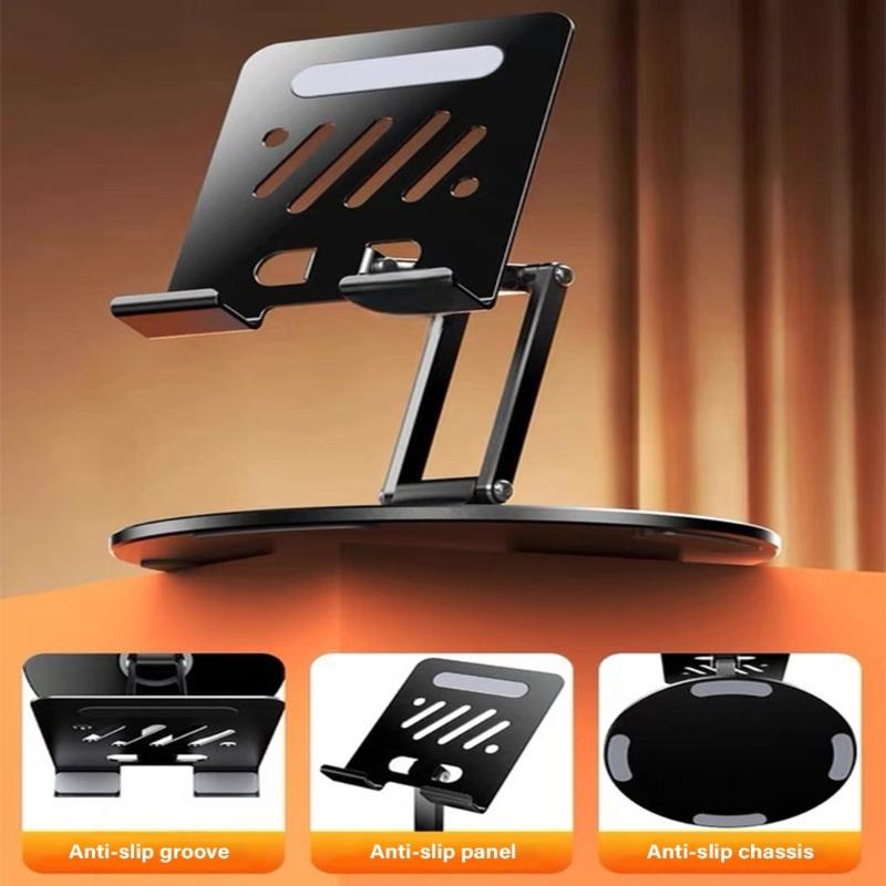 Aluminium Metall Tablet Ständer Halter mit 360 Grad drehbarer Basis Verstellbar Geeignet für Videokonferenzen Film schauen