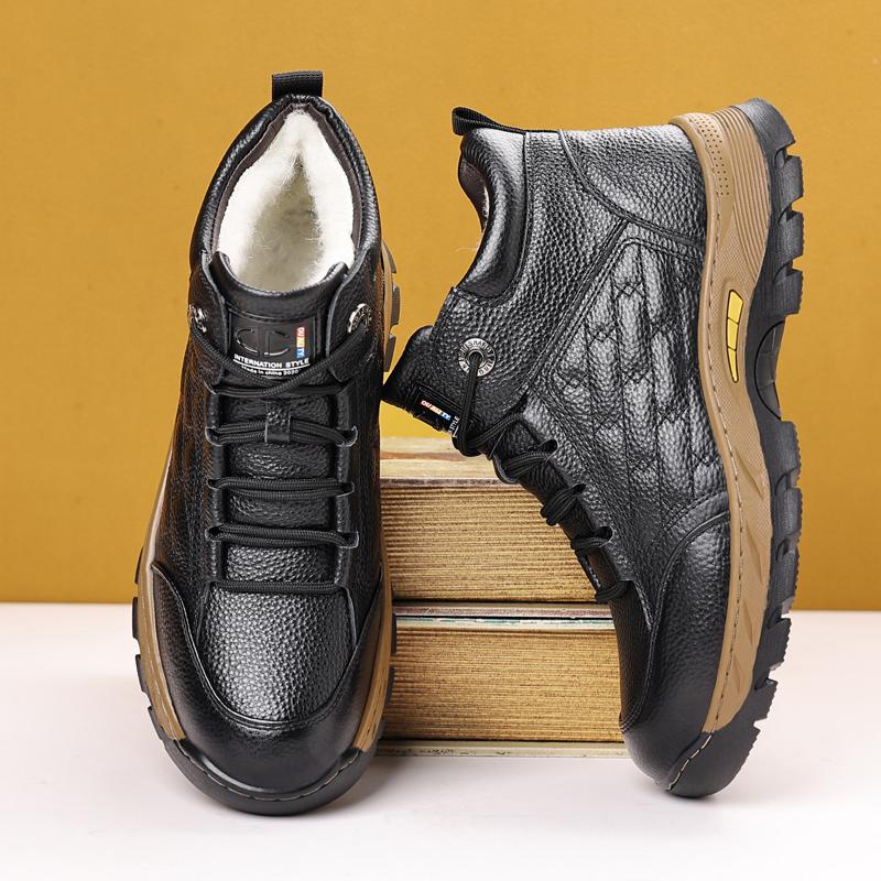 Quality Rubber Anti Slip Wear-resistant Sole Outdoor Casual Shoes Brand Mens Versatile Leather Shoes Fashion Hiking Sports Shoes