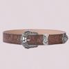 American Style Personalized Printed High-End Brown Jeans With Decorative Casual Versatile Belt