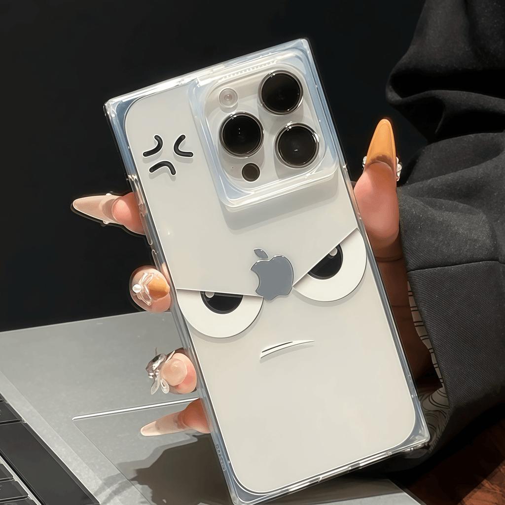 Square Ferocious Expression Applies To iPhone17Pro Apple 16 Square Mobile Phone Case 14 Transparent 15 Cute 12/13