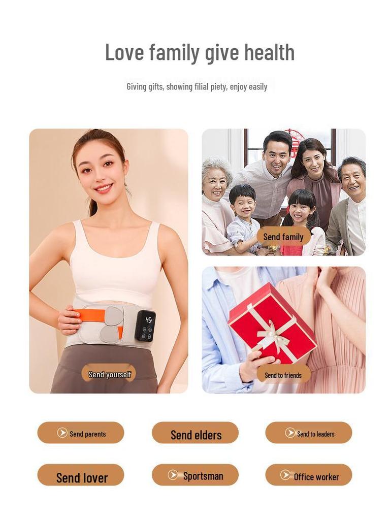 Rechargeable Heated Lumbar Massage Belt - Large Screen, Vibration, Warm Abdomen Support, Perfect Mother's Day Gift