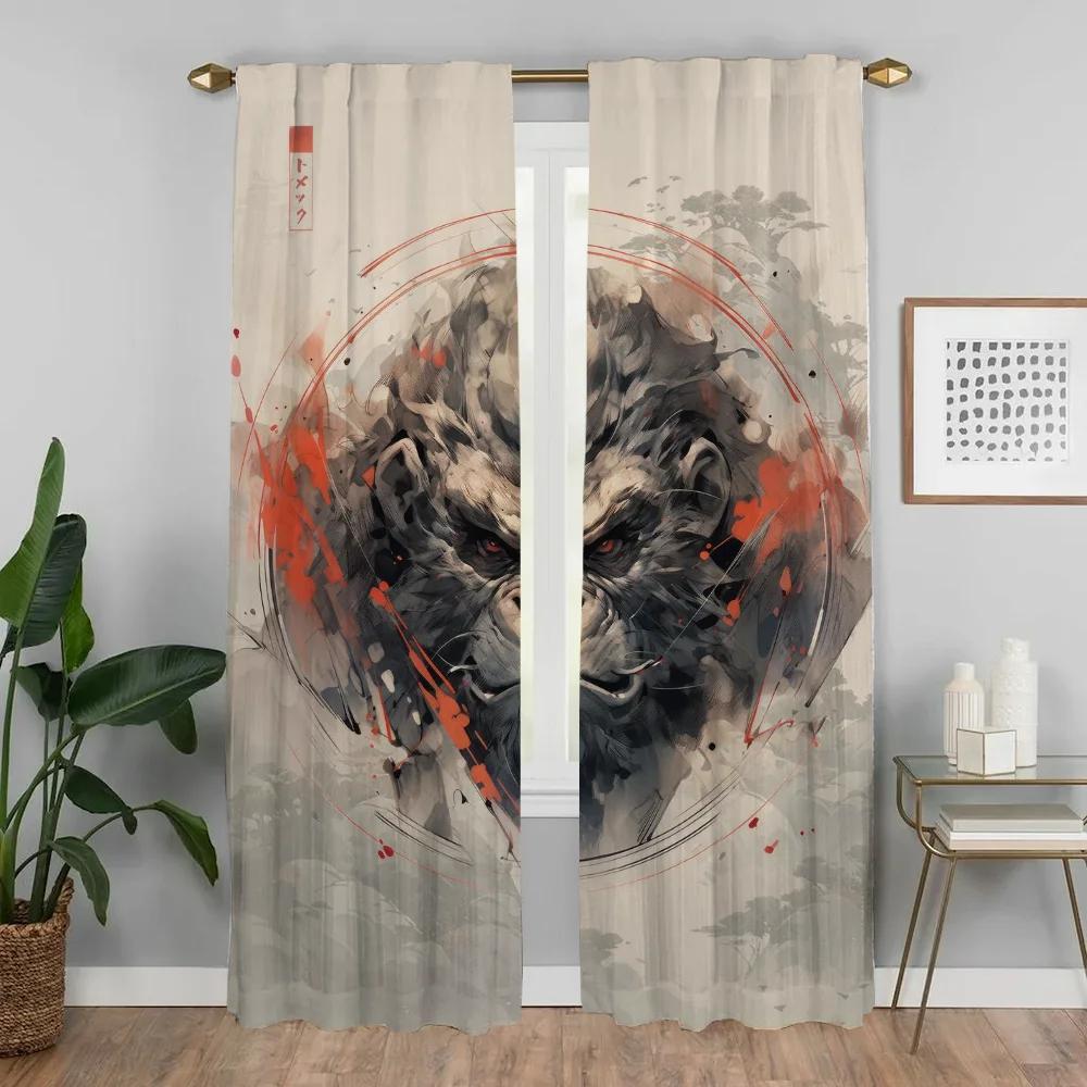 Home Interior Curtains for Camera Japanese Animals Modern Living Room Curtains 2 Pieces Partition Blackout Curtain Shades Child