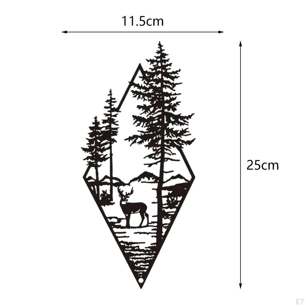 Landscape Wall Decor Iron Sign Black 9.8x4.5inch Decorative Hanging Decoration for Housewarming