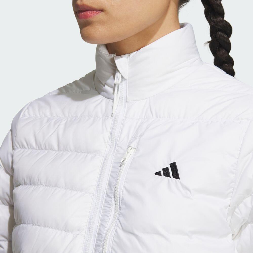 Adidas Solid Color Stand Collar Zipper Long Sleeve Down Jacket Women Outerwear White HZ6032