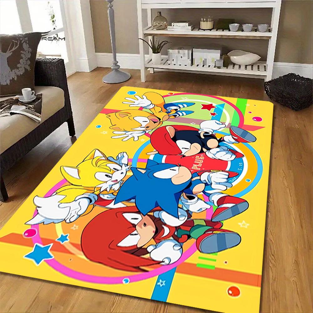 Sonic The Hedgehog Group Decoration,Carpet,Living Room,Bedroom, Non-slip,Square rug
