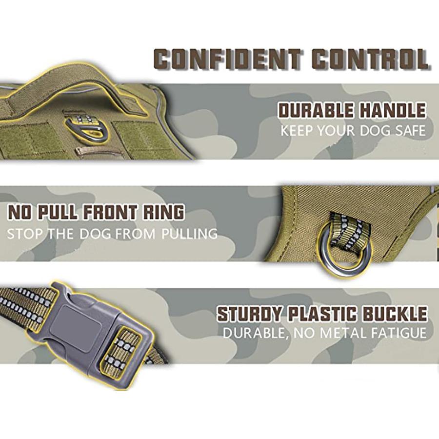 Military Tactical Dog Harness No Pull Large Reflective Straps Durable Vest with Control Handle