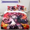 3pcs Demon Slayer Nezuko Pattern Bedding Set Duvet Cover Set Includes Duvet Cover &pillowcases, Perfect All Season Bedroom Decoration & Gift