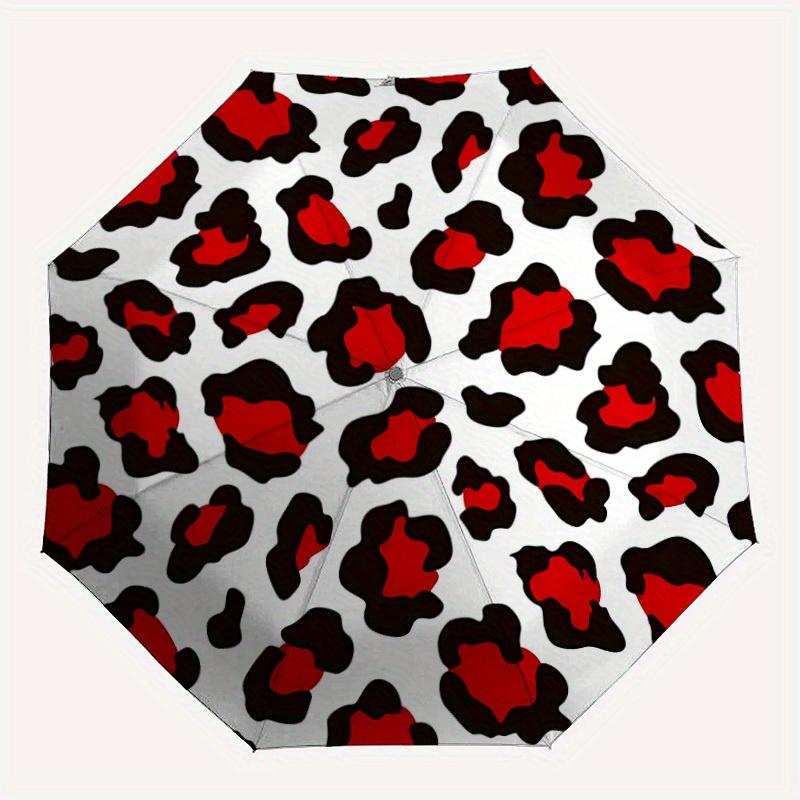 

1pc Red Leopard Print Automatic Open/Close Umbrella, Ideal Fan Gift for Birthday, Christmas, Trendy Fashion y250828026