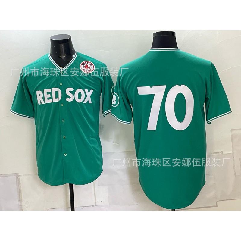 Maglietta da Baseball Unisex Ricamata Boston Red Sox Abbigliamento Sportivo Miscela di Cotone Traspirante Abbigliamento per tifosi