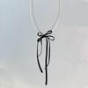 Stylish Double layer Bowknot Necklace Modern Butterfly Knot Necklace with Fringe Simple Pearls Beaded Neckchains Charm