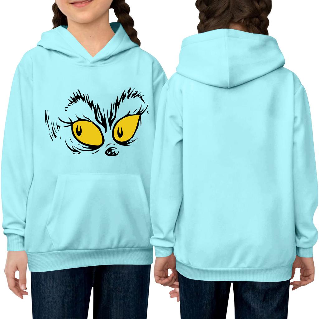 Children's Long-sleeved Loose-fitting Pullover Hoodie With Drawstring And Solid Color