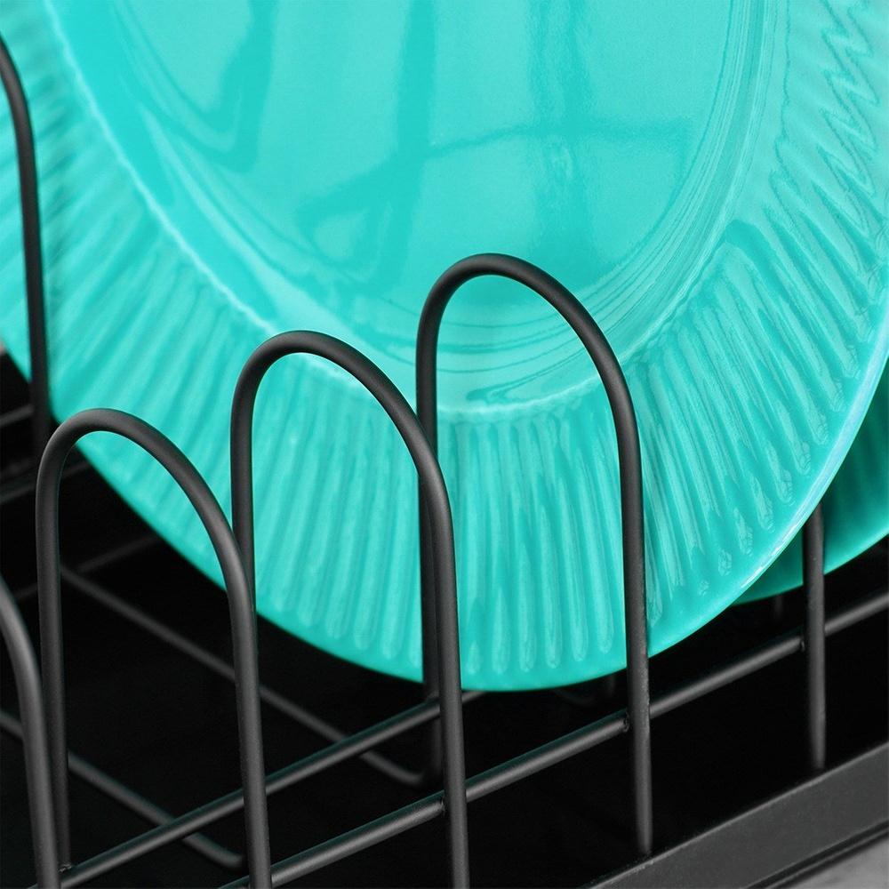 Dish Drainer Plate Stand Lids Metal Black