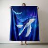 1pc Suige Home Whale Print Flannel Blanket - Soft & Warm All-Season Luxury Blue Whale & Starry Night Design, 250-300gsm Heavywei